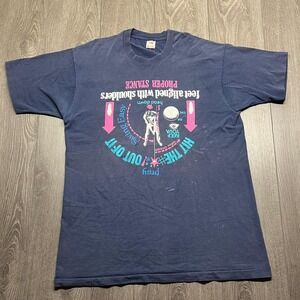 Vintage Golf Look Down Tips 1990s Funny Shirt XL Extra Large Blue Single Stitch